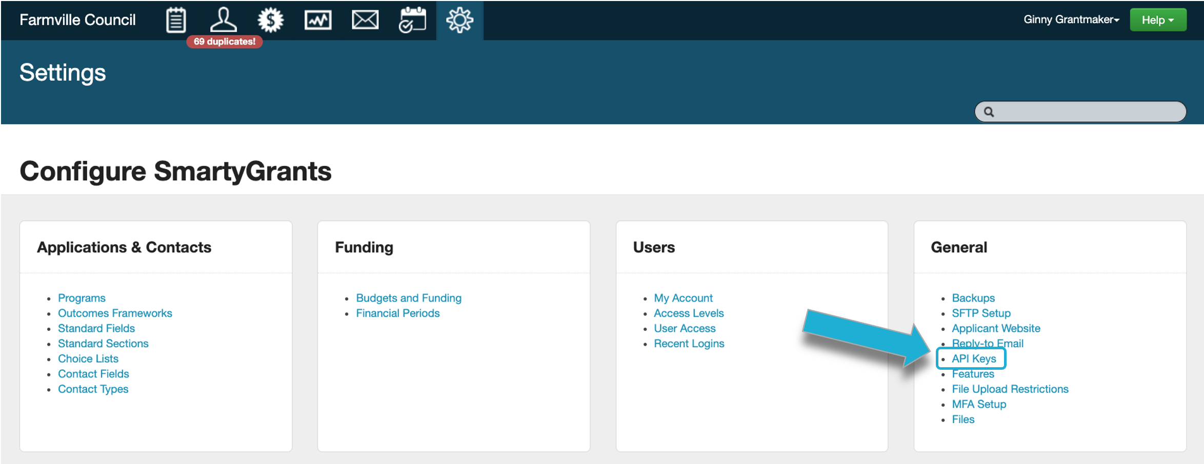 API Key in SmartyGrants